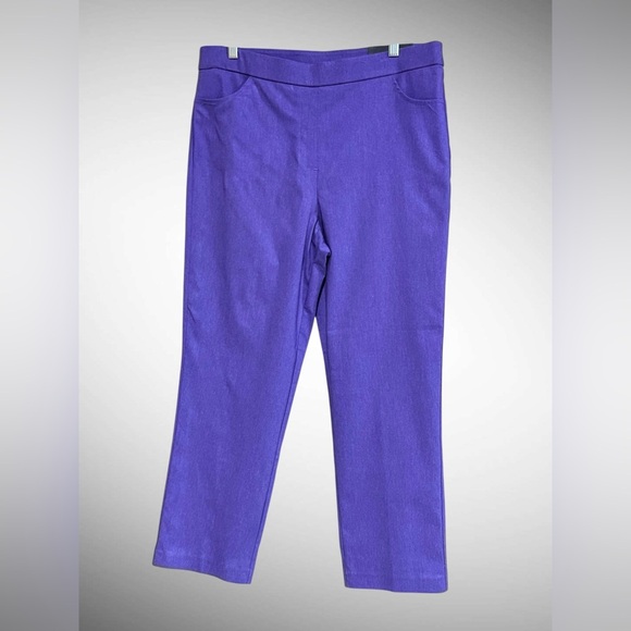 Alfred Dunner Allure Slimming Pants Petite 14P – Purple Stretch Pull-On - Picture 2 of 13